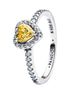 TIMELESS Ring Herz silberfarben gelb Zirkonia