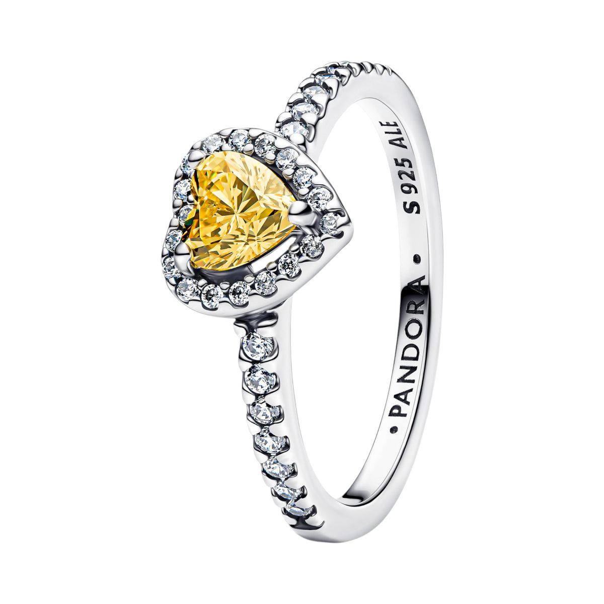 TIMELESS Ring Herz silberfarben gelb Zirkonia