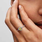 TIMELESS Ring Herz silberfarben gelb Zirkonia