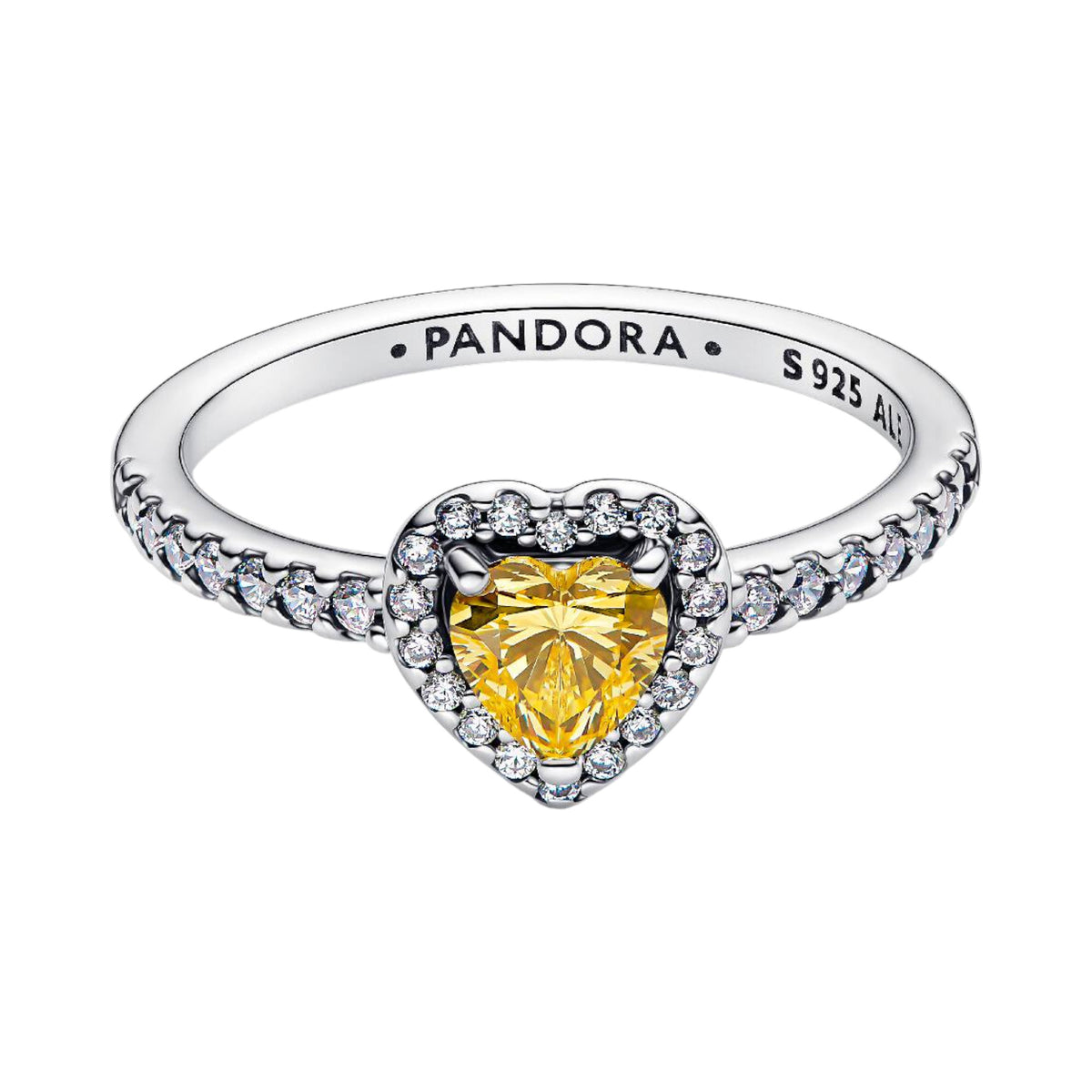 TIMELESS Ring Herz silberfarben gelb Zirkonia