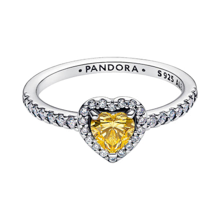 TIMELESS Ring Herz silberfarben gelb Zirkonia