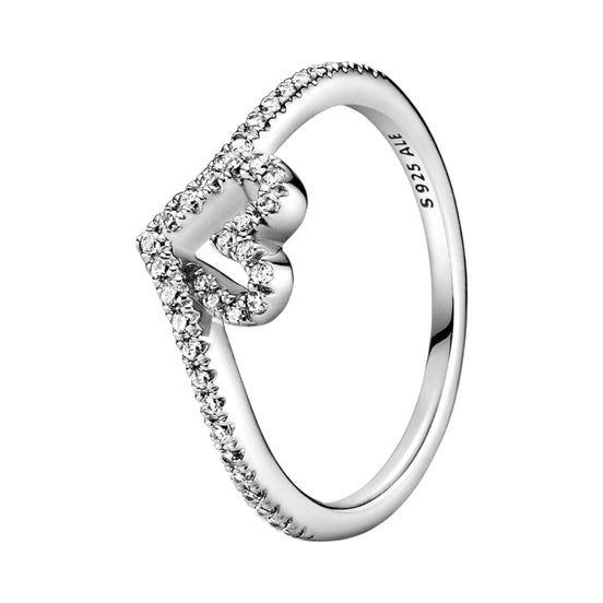 Ring Glitzerndes Herz Silber