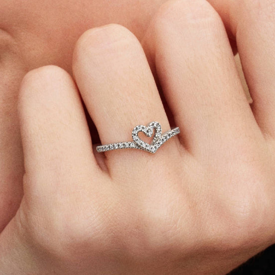Ring Glitzerndes Herz Silber