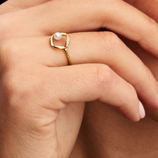 ESSENCE Ring Perle Pavé vergoldet