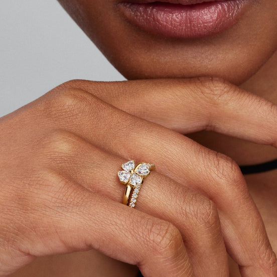 TIMELESS Ring Kleeblatt goldfarben