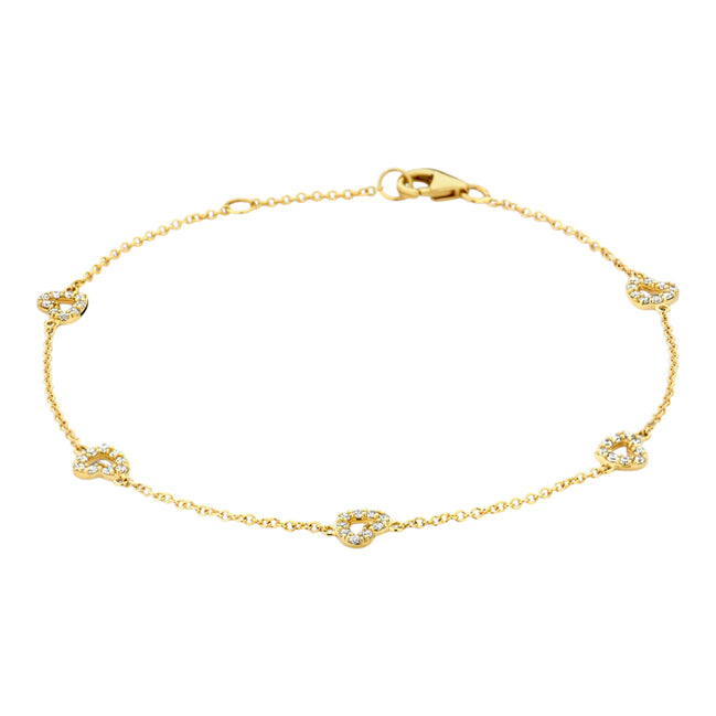 Armband aus 585er Gold mit herzförmigen Elementen