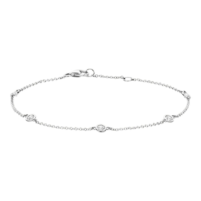 Armband aus 585er Weißgold mit 5 Zirkonia 3,4 mm