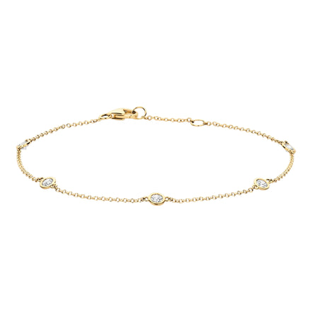Armband aus 585er Gold mit 5 Zirkonia 3,4 mm
