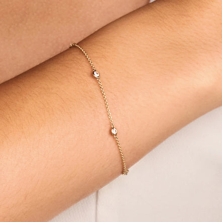 Armband aus 585er Gold mit 5 Zirkonia 3,4 mm