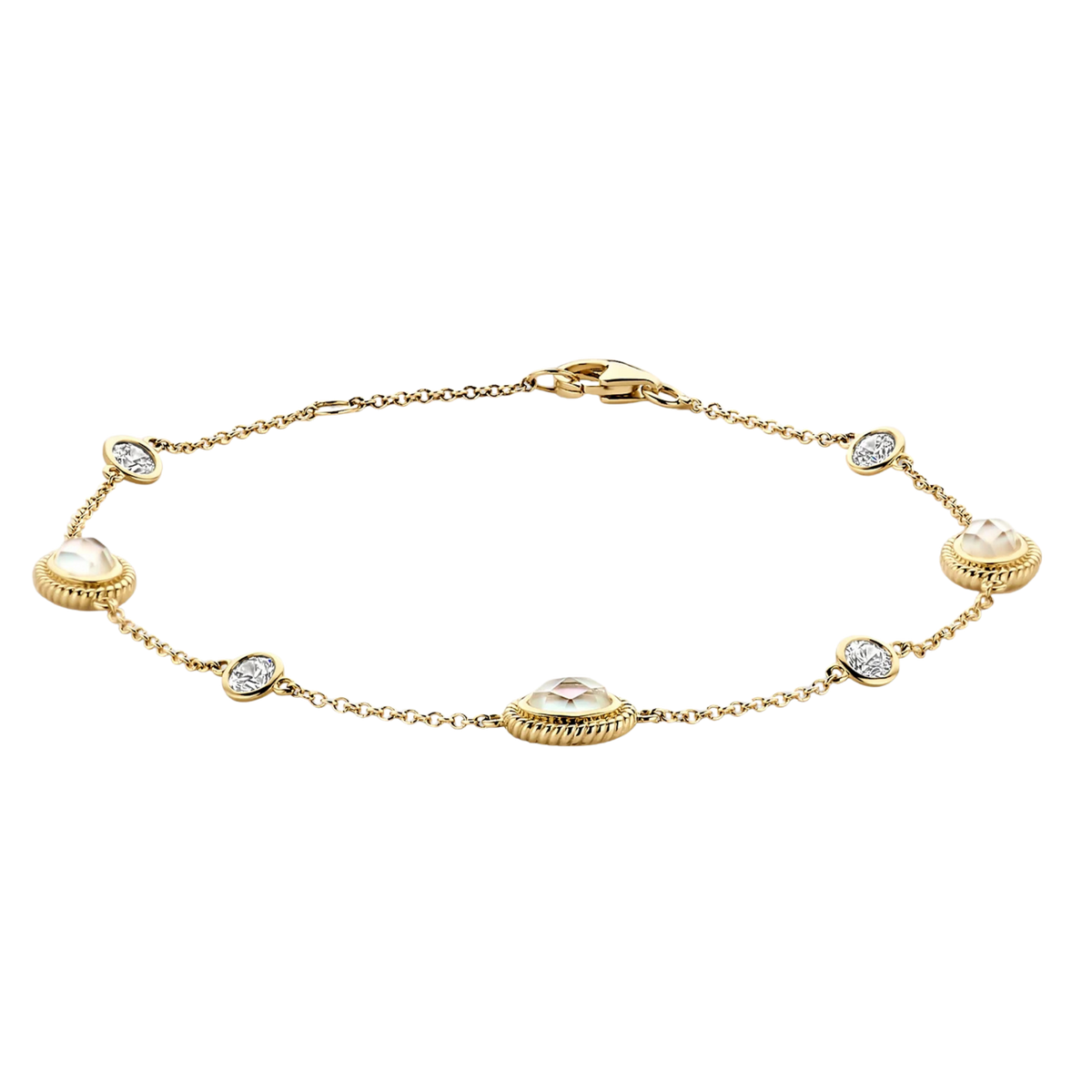 Armband aus 585er Gold mit Perlmutt und Zirkonia