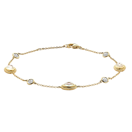 Armband aus 585er Gold mit Perlmutt und Zirkonia