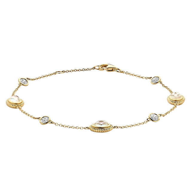 Armband aus 585er Gold mit Perlmutt und Zirkonia