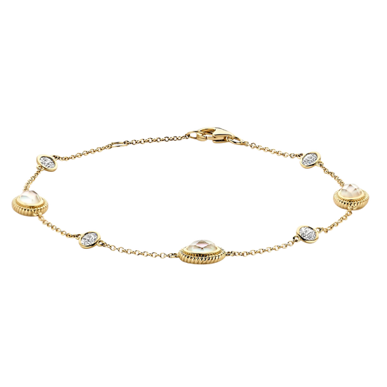 Armband aus 585er Gold mit Perlmutt und Zirkonia