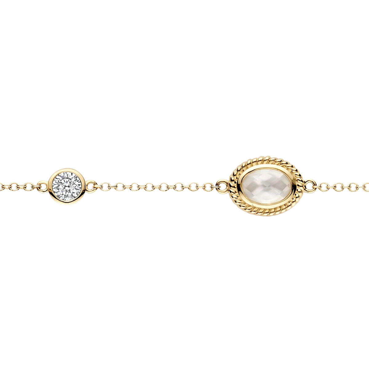 Armband aus 585er Gold mit Perlmutt und Zirkonia