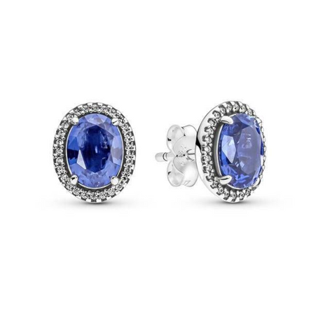 Ohrstecker mit blauem Kristall und Zirkoniarand