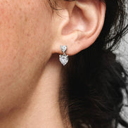 Ohrstecker Doppelherz Silber mit Zirkonia