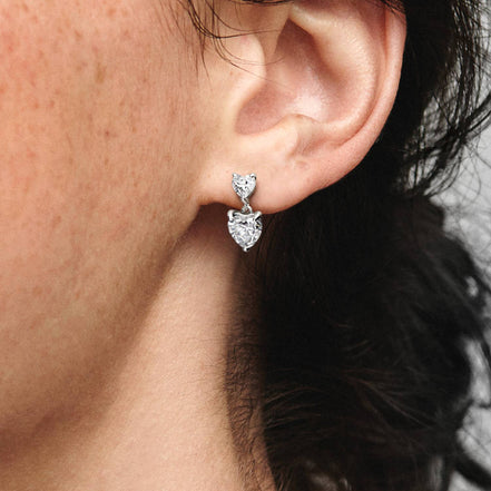 Ohrstecker Doppelherz Silber mit Zirkonia