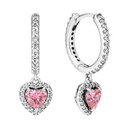 Creolen Herz Pink Silber mit Zirkonia