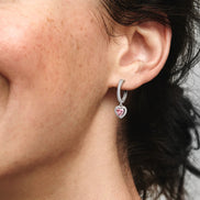 Creolen Herz Pink Silber mit Zirkonia