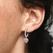 Creolen Herz Pink Silber mit Zirkonia