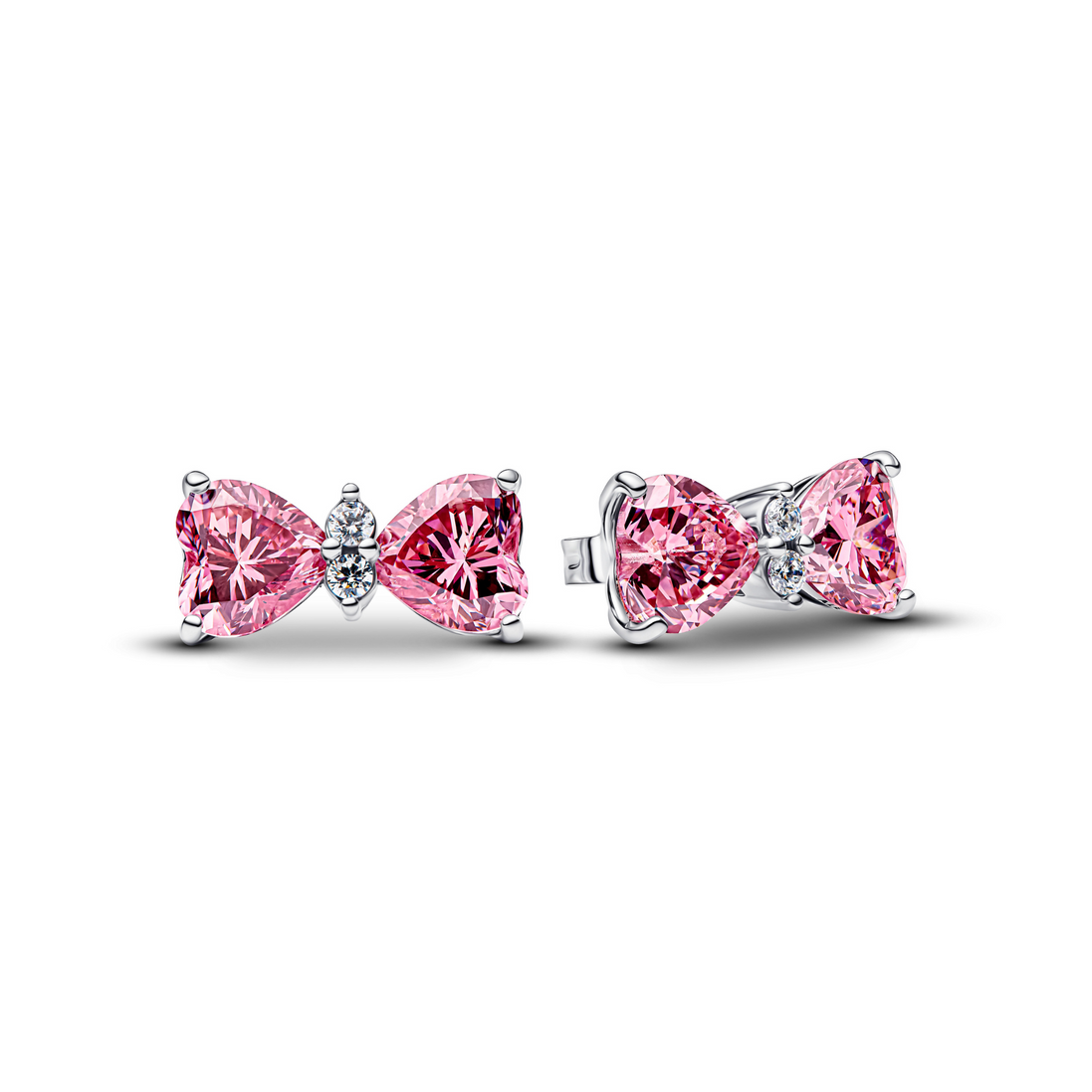 TIMELESS Ohrstecker Schleife silberfarben pink Zirko