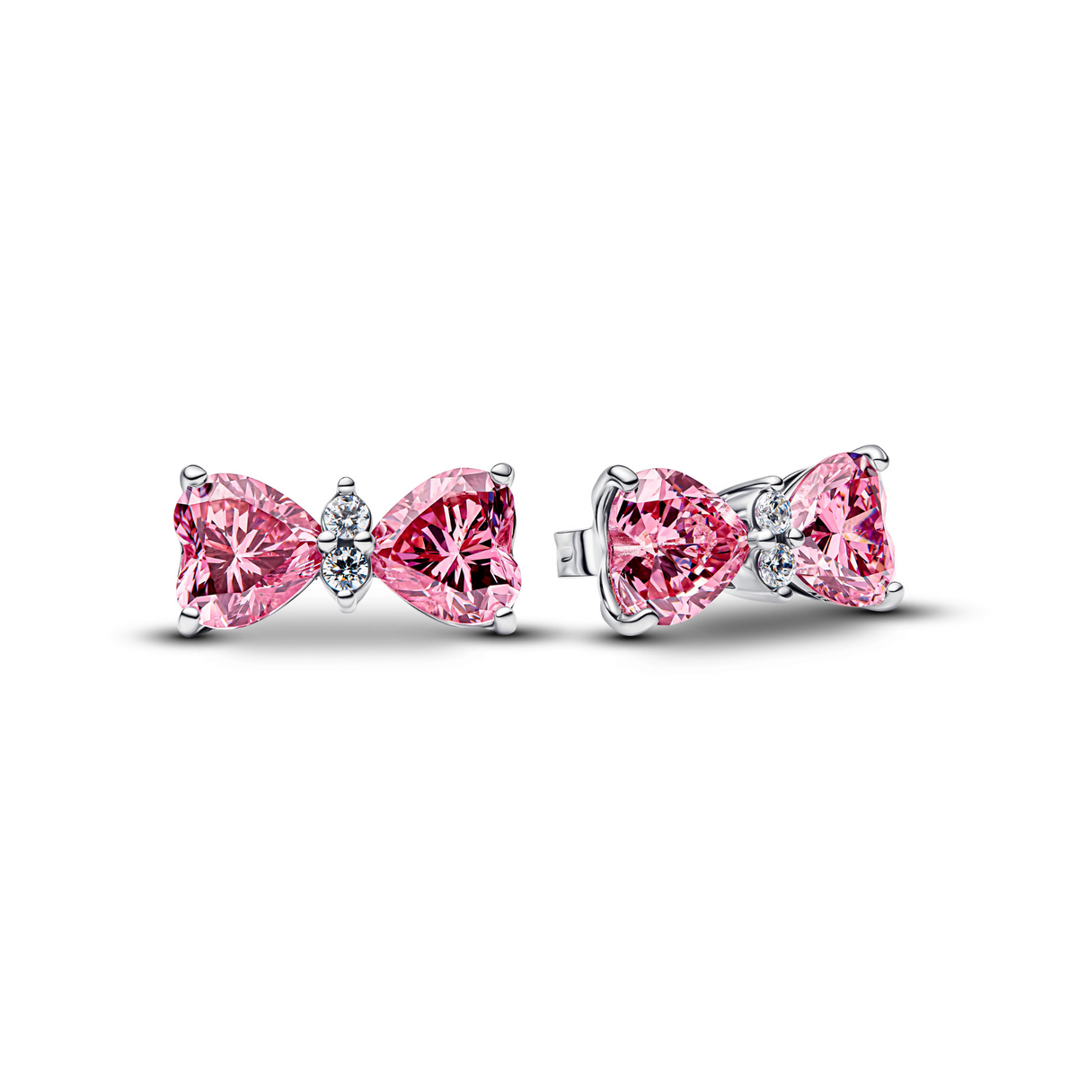 TIMELESS Ohrstecker Schleife silberfarben pink Zirko