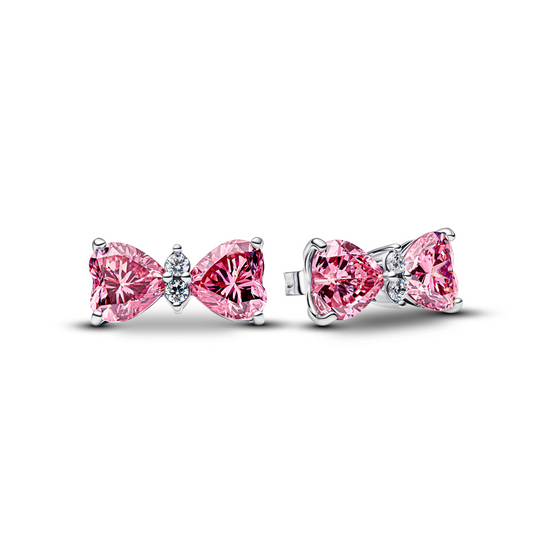 TIMELESS Ohrstecker Schleife silberfarben pink Zirko