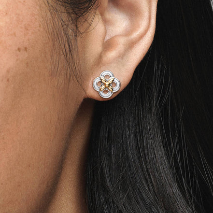 Ohrstecker Blume Bicolor 14K Gold