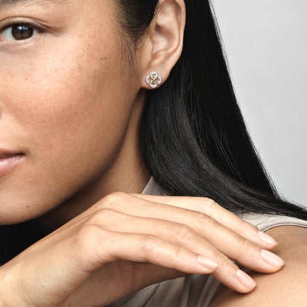 Ohrstecker Blume Bicolor 14K Gold