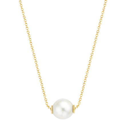 Kette aus 585er Gold mit Perlenanhänger 6 mm
