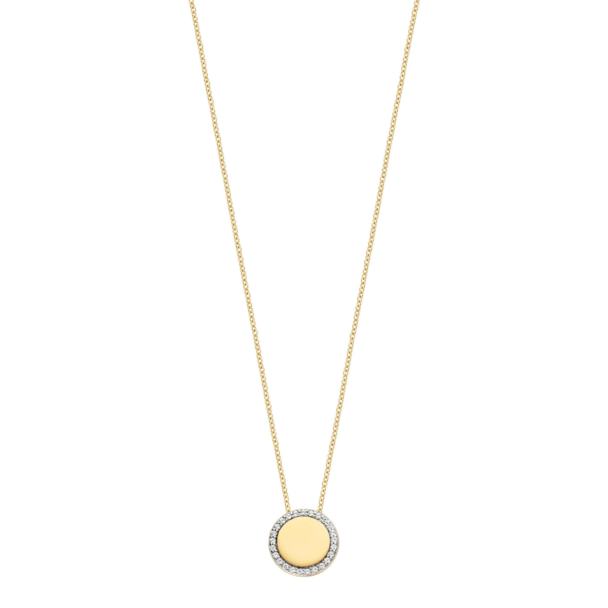 Halskette aus 585er Gold mit rundem Anhänger und Zirkonia