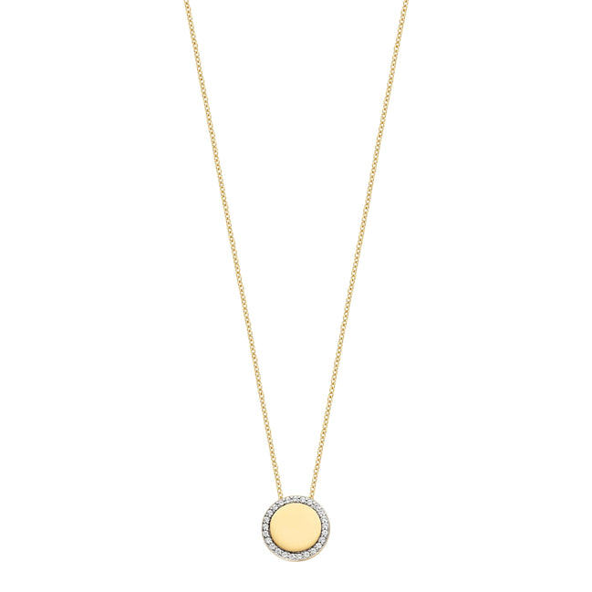 Halskette aus 585er Gold mit rundem Anhänger und Zirkonia