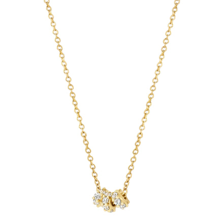 Halskette aus 585er Gold mit drei Goldringen und Pavé-Zirkonia