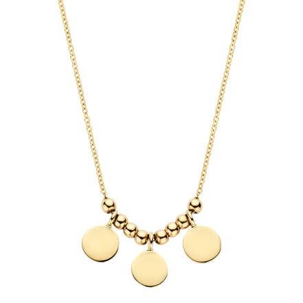 Halskette aus 585er Gold mit Goldkugeln und runden Plättchen