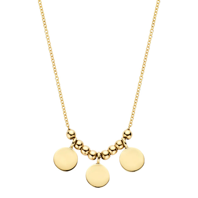 Halskette aus 585er Gold mit Goldkugeln und runden Plättchen