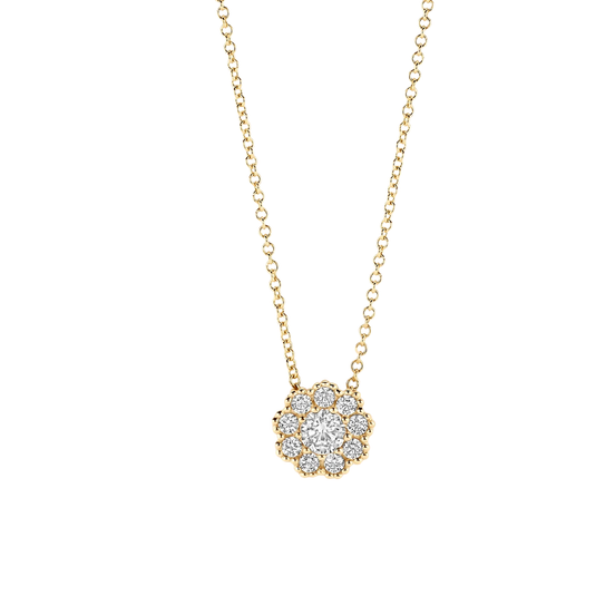 Halskette aus 585er Gold mit blütenförmigem Zirkonia-Anhänger