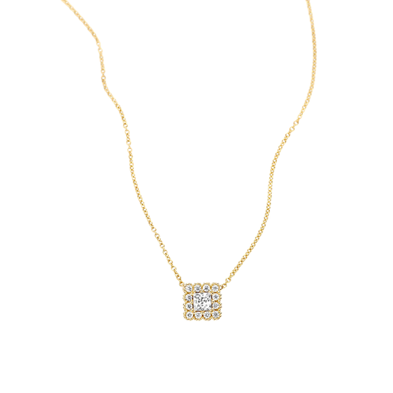 Halskette aus 585er Gold mit quadratischem Zirkonia-Anhänger