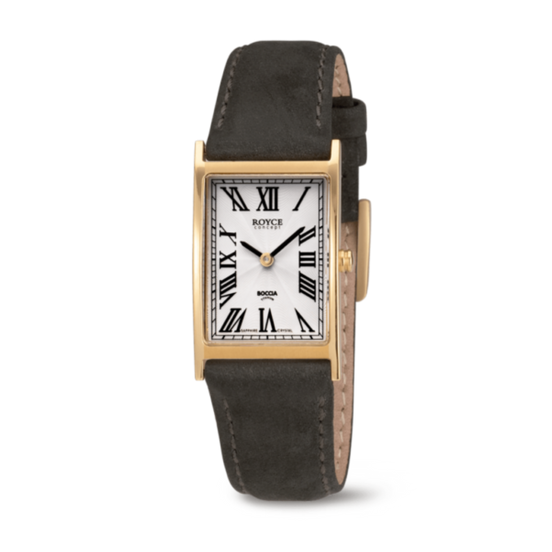 Damenuhr Titanium ROYCE, schwarzes Lederarmband, gold