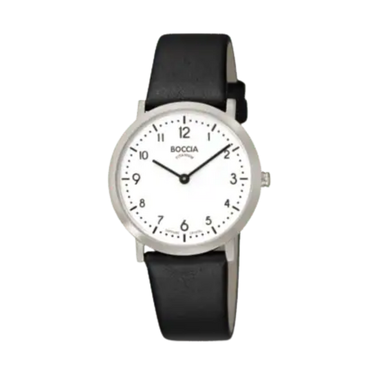Titanium Damenuhr Lederband Schwarz