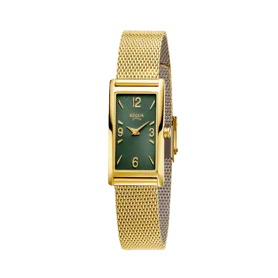 Damenuhr Style Reintitan Goldplattiert Grün