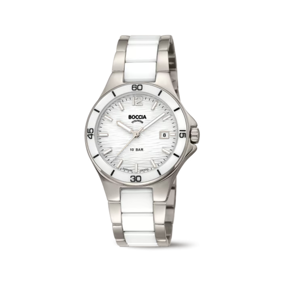 Titanium Damenuhr Ceramic weiß-silber