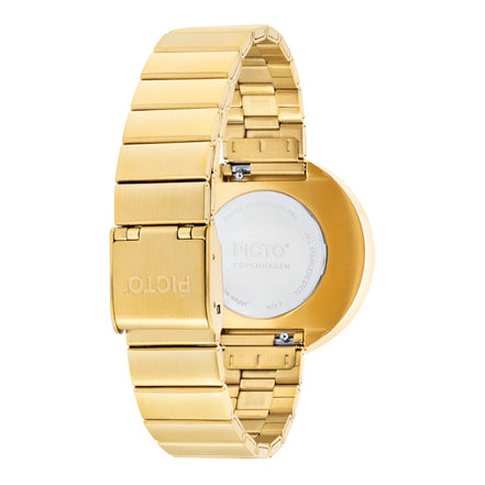 Uhr Stahlarmband gold, oranges Ziffernblatt