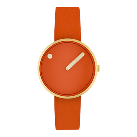 Uhr Lederarmband "Tangerine", gold/orange