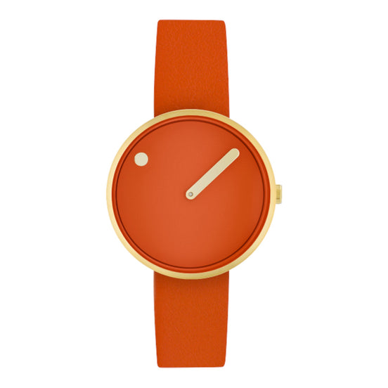 Uhr Lederarmband "Tangerine", gold/orange