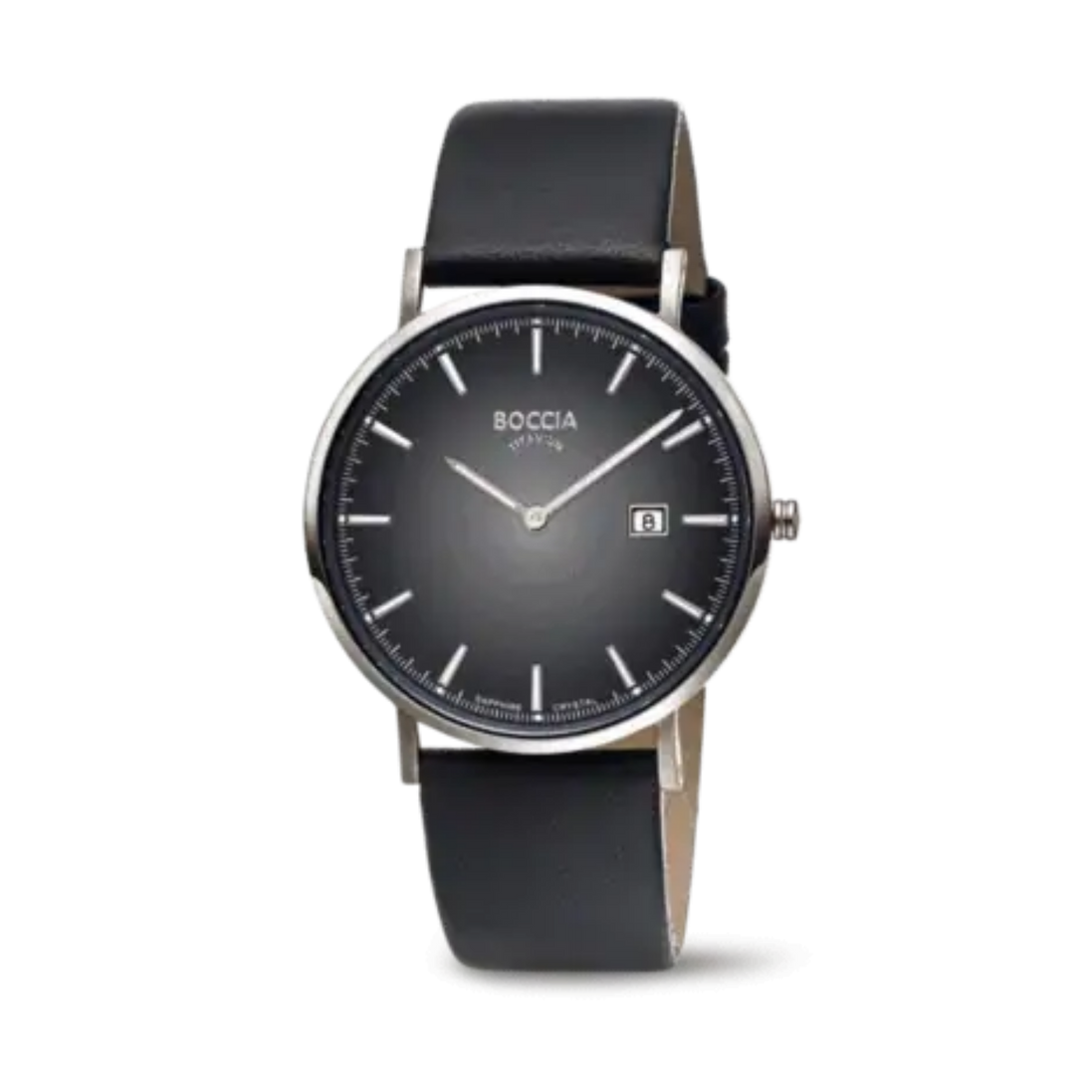 Herrenuhr Slim Reintitan Lederband Schwarz