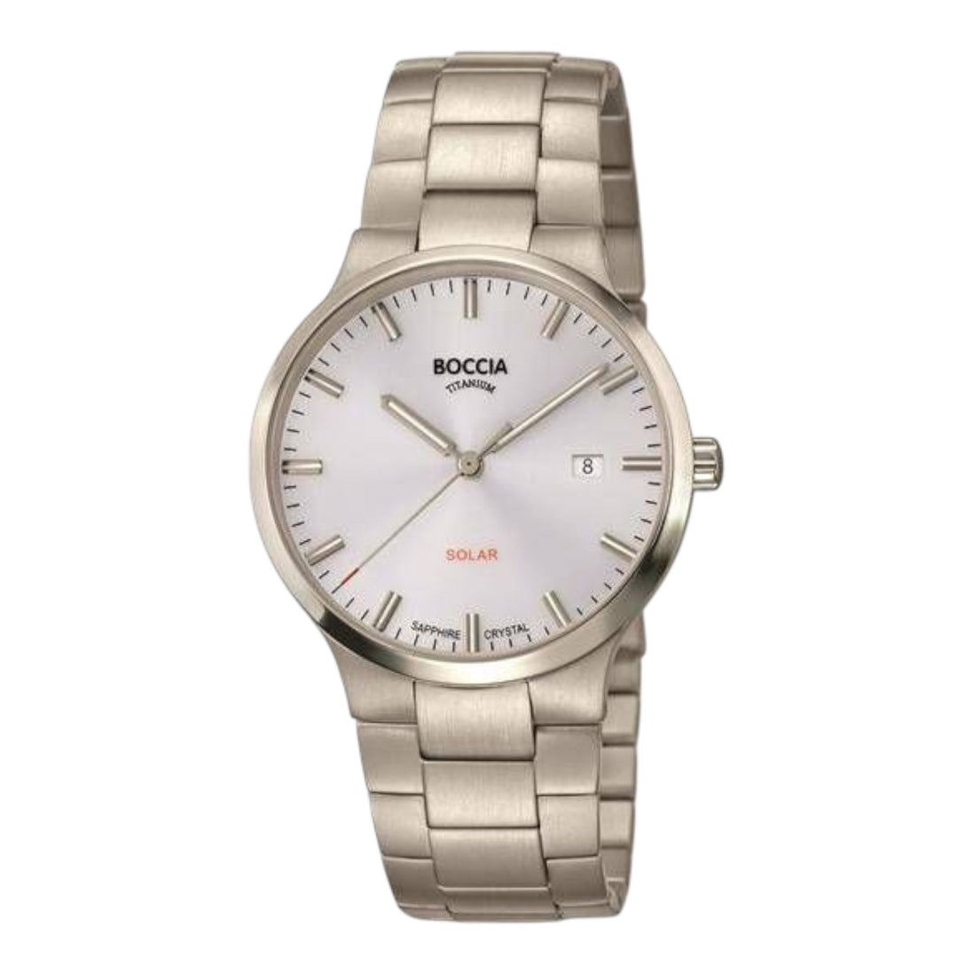 Herrenuhr analog Quarz Solar mit Titanarmband, silber