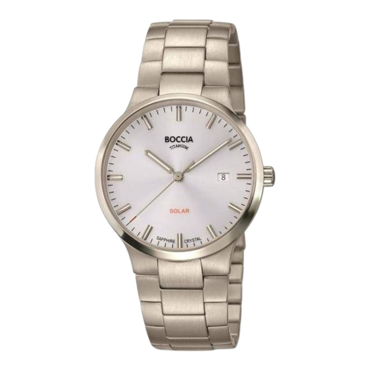 Herrenuhr analog Quarz Solar mit Titanarmband, silber