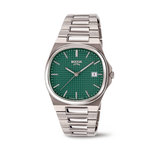 Titanium Herrenuhr Saphirglas, silber/grün
