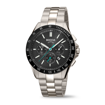 Herrenuhr Sport Chronograph silberfarben schwarz 3733