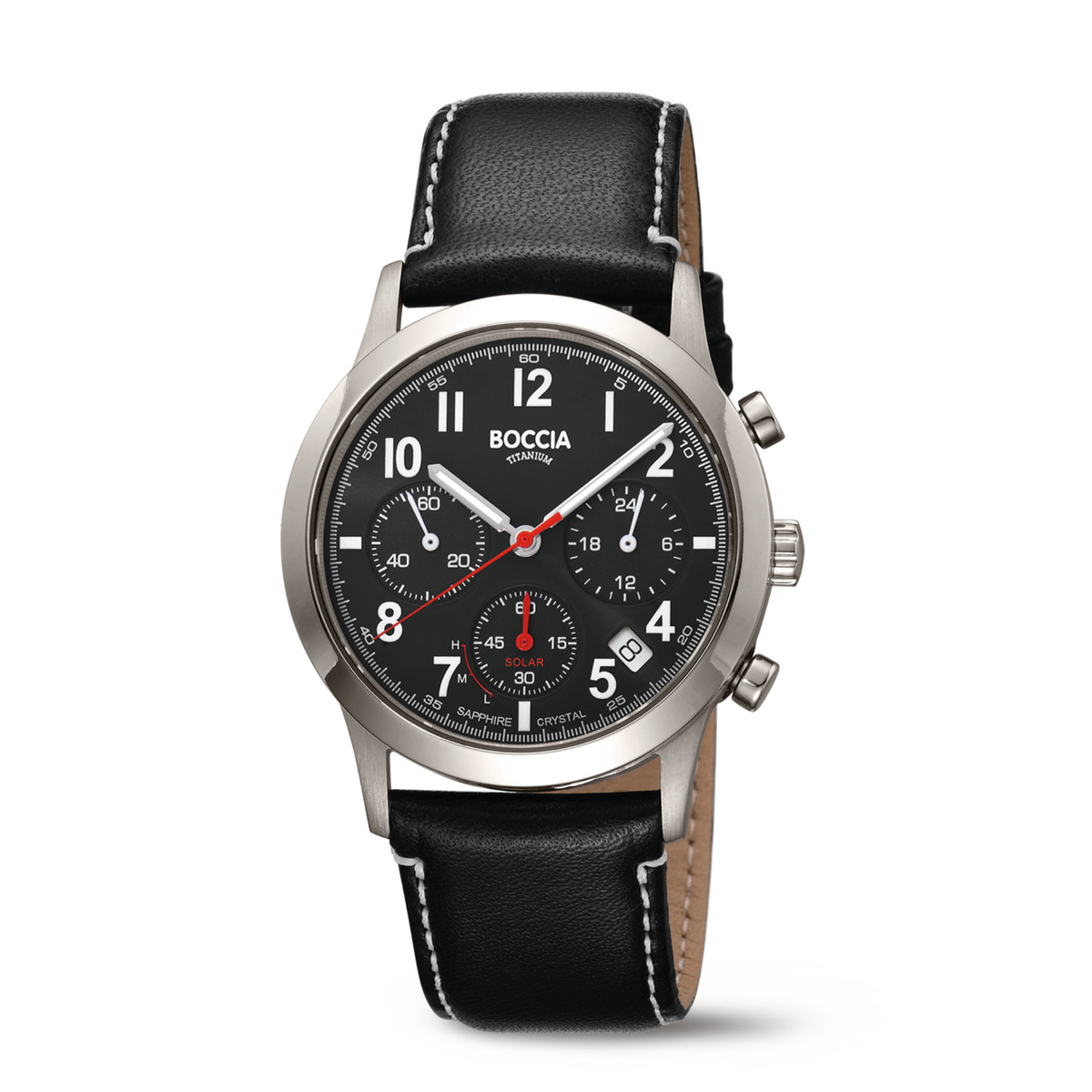 Herrenuhr Solar Chronograph schwarz